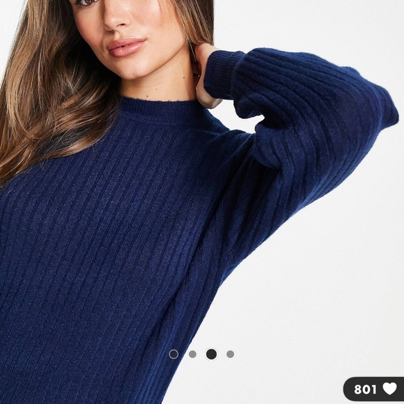 ASOS DESIGN mini rib dress in navy - Picture 3 of 4